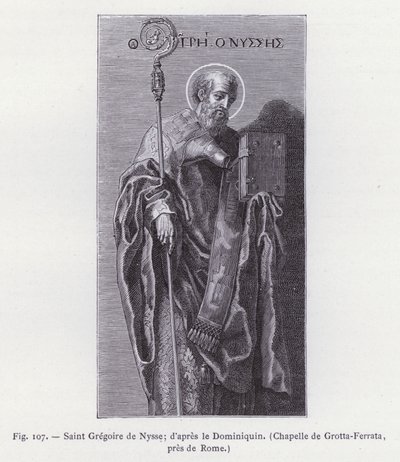 Den hellige Gregor av Nyssa; etter Dominichino, kapell i Grotta-Ferrata, nær Roma (gravering) av French School
