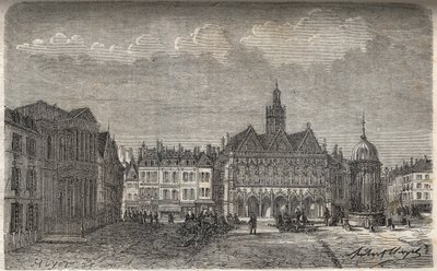 Saint Quentin (Saint-Quentin) avdeling i Aisne - gravering i "Histoire de France" av Victor Duruy (1811-1894) - 1882 av French School