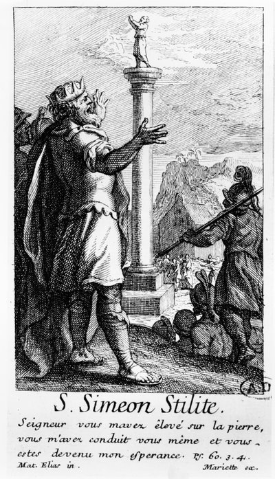 Saint Simeon Stylite på sin søyle av French School