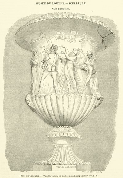Hall of the Caryatids, Borghese Vase, i pentelisk marmor, høyde, Im, 717 (gravering) av French School