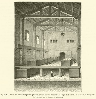 Barquieux-rom for tilberedning av bruslut, og del av bassengrommet … (gravering) av French School