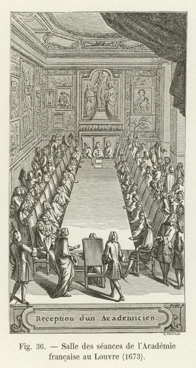 Sesjonsrom til det franske akademiet ved Louvre, 1673 av French School