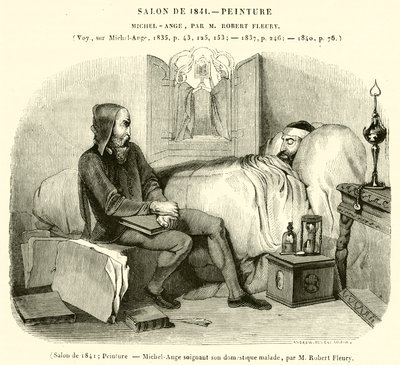 Salong fra 1841, Maleri, Michelangelo tar seg av sin syke tjener (gravering) av French School