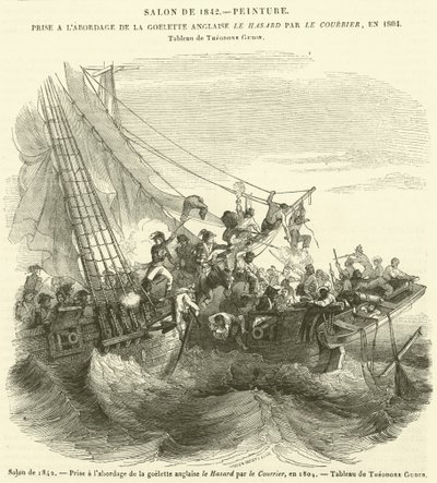 Salong fra 1842, tatt ombord på den engelske skonnerten Le Hasard av Courier, i 1804 (gravering) av French School