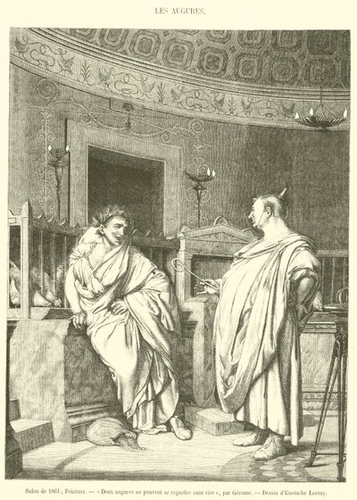 Salong fra 1861, Maleri, To augurer kan ikke se på hverandre uten å le (gravering) av French School
