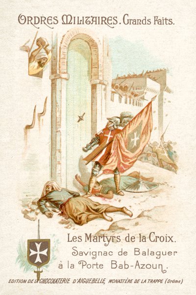 Savignac de Balaguer, fanebærer av Knights of Malta, foran porten til Bab-Azoun, Alger av French School