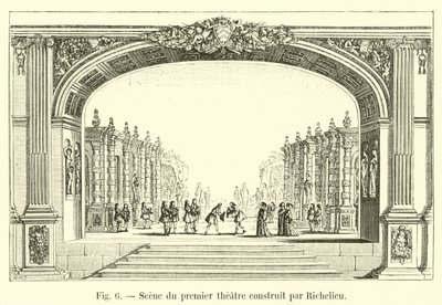 Scene av det første teateret bygget av Richelieu av French School