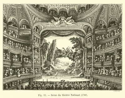 Scene du theatre National, 1789 av French School
