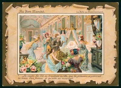 Scene fra Tornerose (chromolitho) av French School