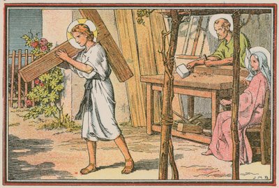 Scene fra Jesu liv (farget gravering) av French School
