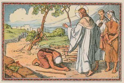 Scene fra Jesu liv (farget gravering) av French School