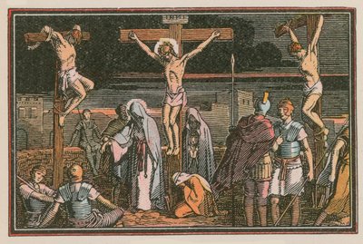 Scene fra Jesu liv (farget gravering) av French School