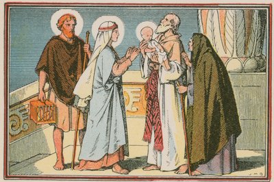Scene fra Jesu liv (farget gravering) av French School
