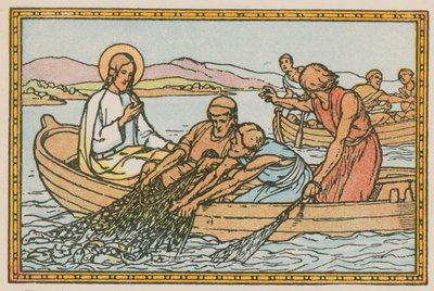 Scene fra Jesu liv (farget gravering) av French School