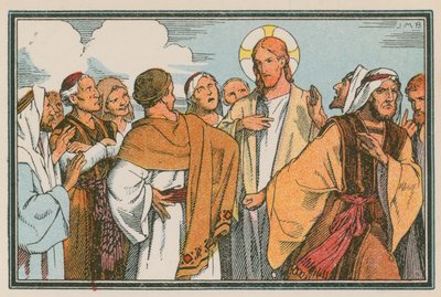 Scene fra Jesu liv (farget gravering) av French School