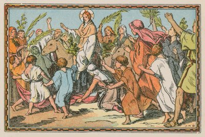 Scene fra Jesu liv (farget gravering) av French School