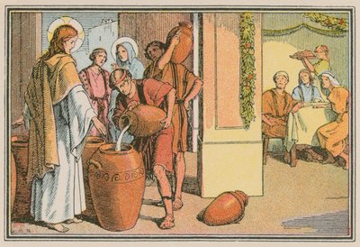 Scene fra Jesu liv (farget gravering) av French School