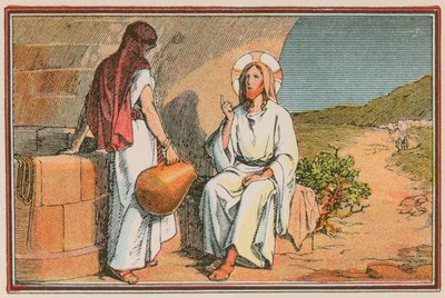 Scene fra Jesu liv (farget gravering) av French School