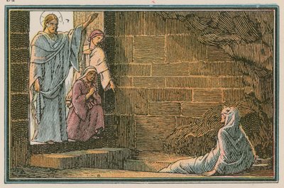 Scene fra Jesu liv (farget gravering) av French School