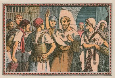 Scene fra Jesu liv (farget gravering) av French School