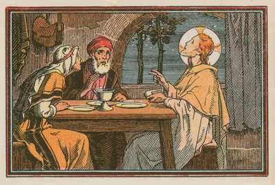 Scene fra Jesu liv (farget gravering) av French School