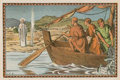 Scene fra Jesu liv (farget gravering) av French School
