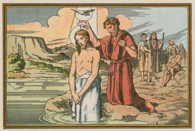 Scene fra Jesu liv (farget gravering) av French School