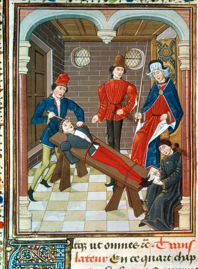 Scene med avhør og straff på hyllen av French School