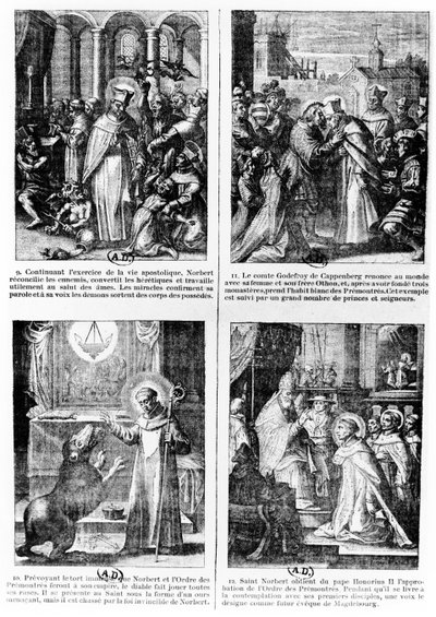 Scener fra livet til Saint Norbert, grunnleggeren av den premonstratensiske kanonordenen av French School