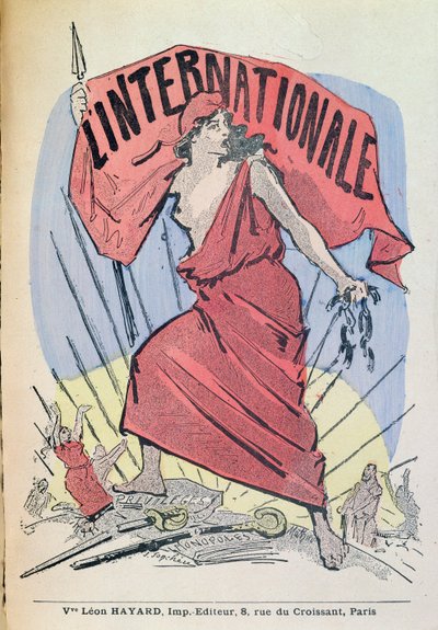 Partitur for sangen LInternationale, ca. 1900 (fargegravering) av French School