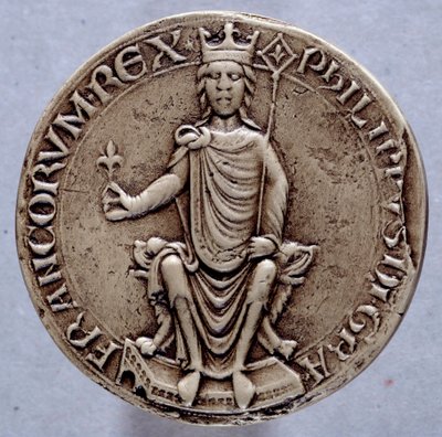 Segl til kong Filip II dit Philippe Augustus (1165-1223) Paris fra 1200-tallet, Archives Nationales av French School