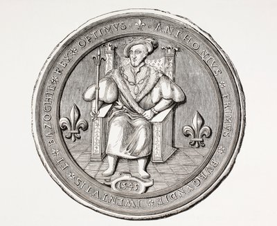 Segl av kongen av Basoche, lederen av lauget av juridiske funksjonærer i Paris rettssystem, fra Les Arts au Moyen Age, publisert 1873 av French School