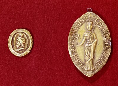 Segl som tilhører keiser Karl den Store (742-814) og dronning Isabelle av Hainaut (1170-ca. 1190) av French School