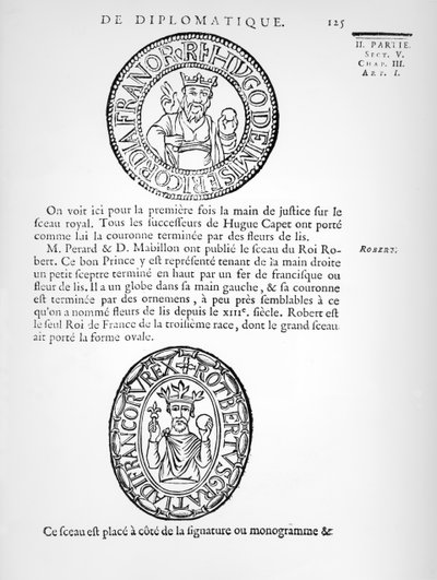 Segl av Hugues Capet (ca. 941-996) og Robert II (ca. 970-1031) den fromme av French School