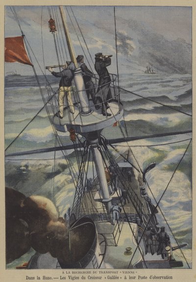Søk etter det savnede franske skipet Vienne (farge litho) av French School