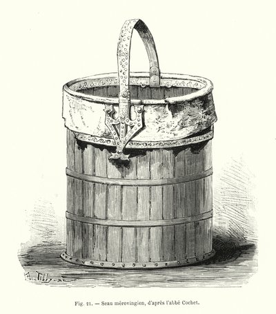 Merovinger bøtte, etter Abbe Cochet (gravering) av French School