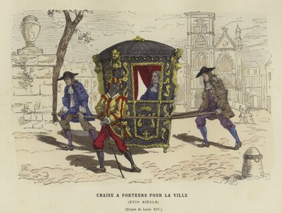 Sedan-stol for bruk i byen, regjering av Louis XIV av Frankrike, 1600-tallet av French School