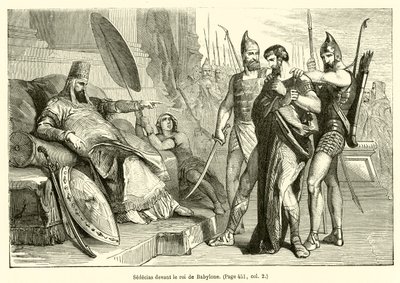 Sedekias før kongen av Babylon (gravering) av French School
