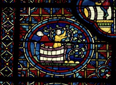 september, fra Zodiac Window, 1200-tallet av French School