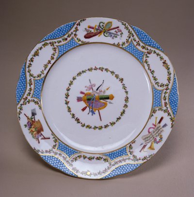 Sevres dessertserveringstallerken, fra Melbourne Service, 1770 (myk-pasta porselen) av French School