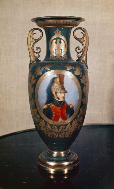 Sevres vase som viser Louis Bonaparte (1778-1846) (porselen) av French School