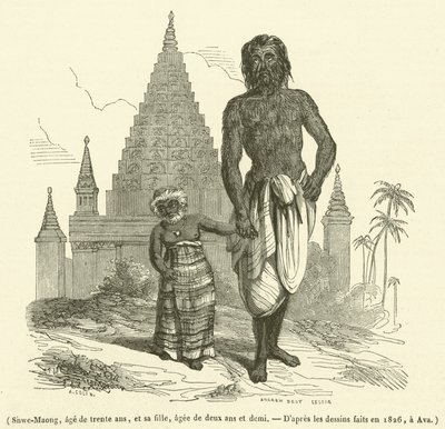Shwe-Maung, tretti år, og datteren hennes, to og et halvt år (gravering) av French School