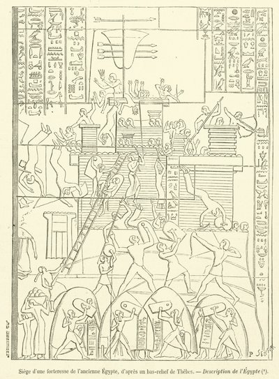 Belagerung einer Festung im alten Ägypten (Gravur) von French School