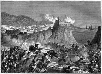 Beleiring av Ragusa (Republikken Ragusa) (Ragusa på kroatisk Dubrovnik) under Napoleonskrigene i mai og juni 1806 (Dalmatia-kampanje av general Molitor og Lauriston) - i "" History of the Empire following the history of the consulat"" av Adolphe Thier av French School