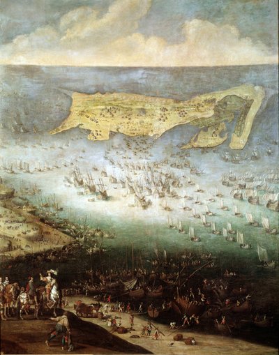 Beleiring av citadellet til Saint Martin på Ile de Re, i 1627 (maleri, ca. 1640) av French School