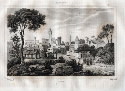 Siena - Siena - Toscana - Tuscany - Engraving from “” Picturesque Italy”” by M. de Norvins, Ch. Nodier 1834-1836. av French School