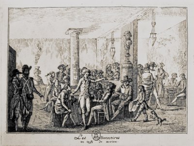 Sieyes og Nationnaires på Cafe du Caveau i Paris, august 1789 (gravering) av French School