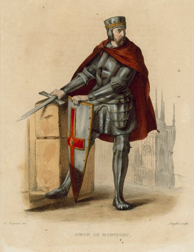 Simon de Montfort (farget gravering) av French School