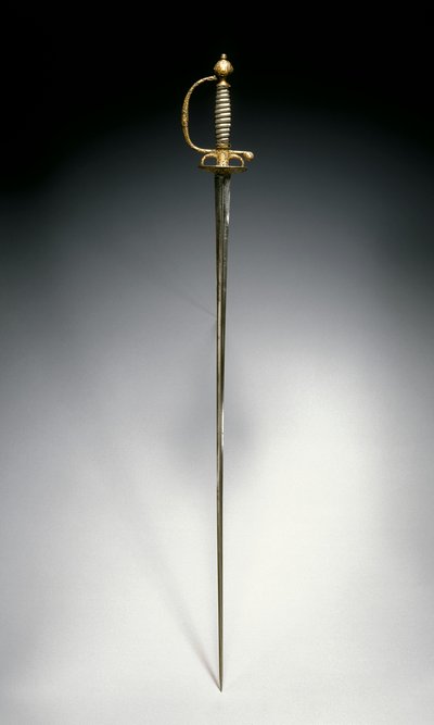 Small sword, Paris, c.1730 (gilded & blued steel with silver wire) av French School