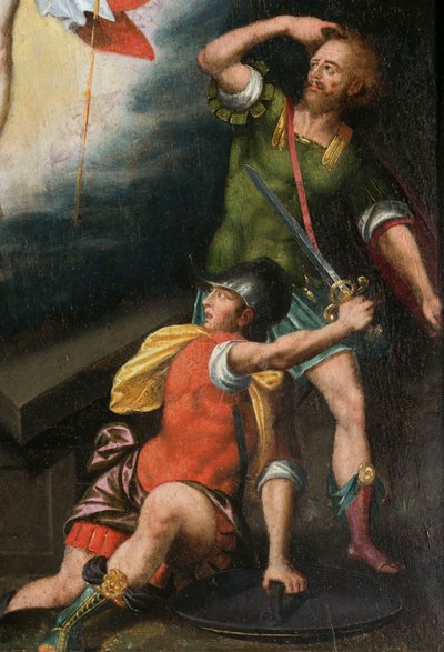 Soldater under oppstandelsen, detalj. Triptyk av Aubery av French School